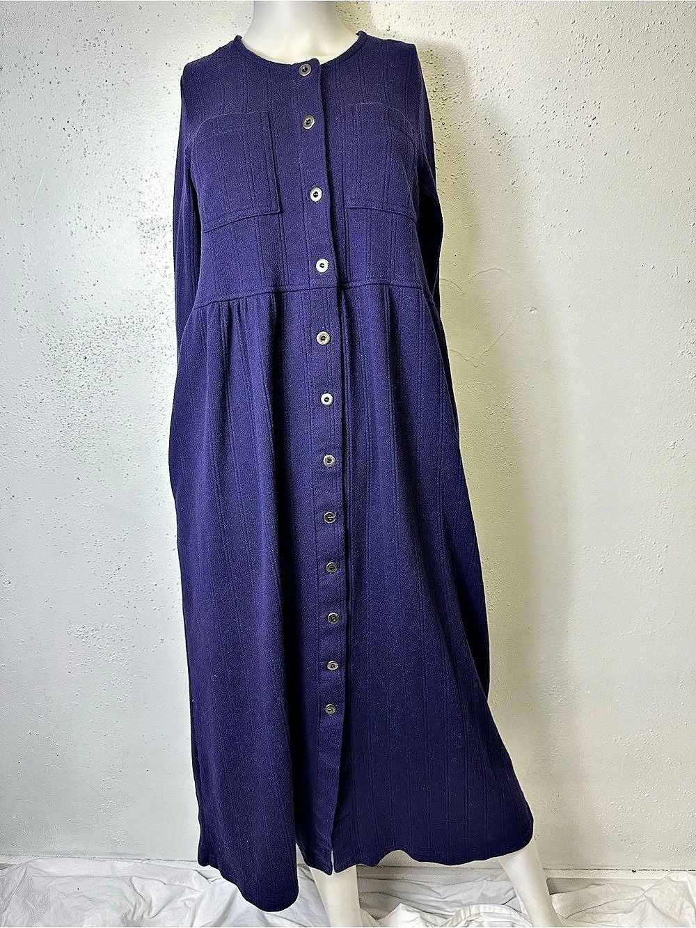 Vintage All That Jazz Purple Dress Button Long Sleeve M Made in USA